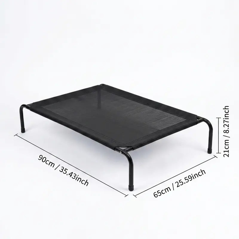 Petitrinu Classic Elevated Dog Bed with Metal Frame - Breathable Cooling Textilene Mesh Fabric for Joint Relief, Available in Two Sizes for Medium to Large Dogs