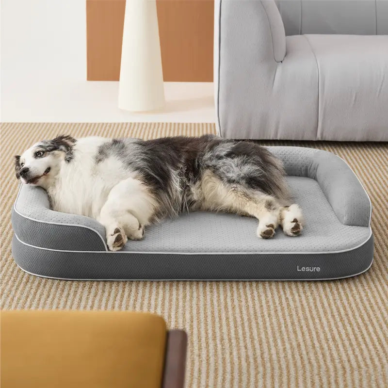 Lesure Realortho Orthopedic Dog Bed for Large and Senior Dogs - Triple-Layer Memory Foam Support with Waterproof, Washable Cover for Optimal Joint Protection and Comfort
