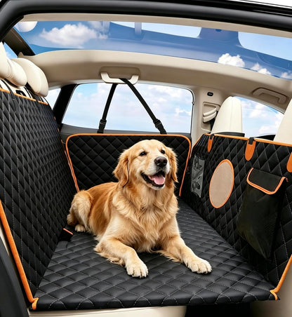 Back Seat Den – Hard-Bottom Dog Car Seat Cover & Back Seat Extender, Waterproof