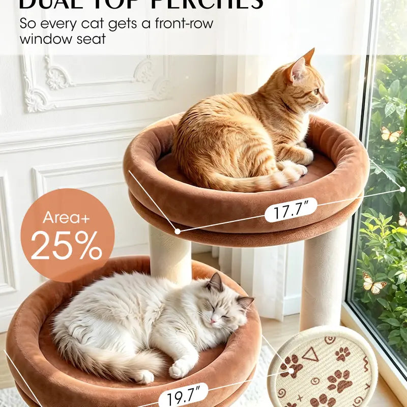 46-Inch Cat Tower for Large Breeds with Spacious Plush Perches, Cozy Condo, Scratching Pad, and Sturdy Base