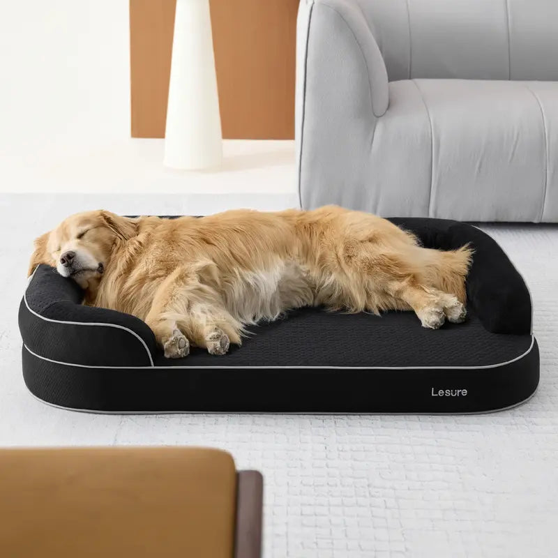 Lesure Realortho Orthopedic Dog Bed for Large and Senior Dogs - Triple-Layer Memory Foam Support with Waterproof, Washable Cover for Optimal Joint Protection and Comfort