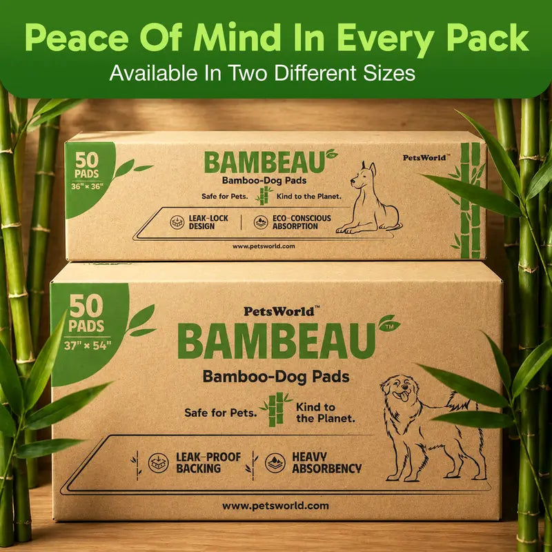 Bambeau Eco-Friendly Premium Bamboo Dog Training Pads 3XL (37x54 Inch) - 25 Count, Extra Large, Unbleached, Chlorine-Free, Leak-Proof with Natural Odor Control