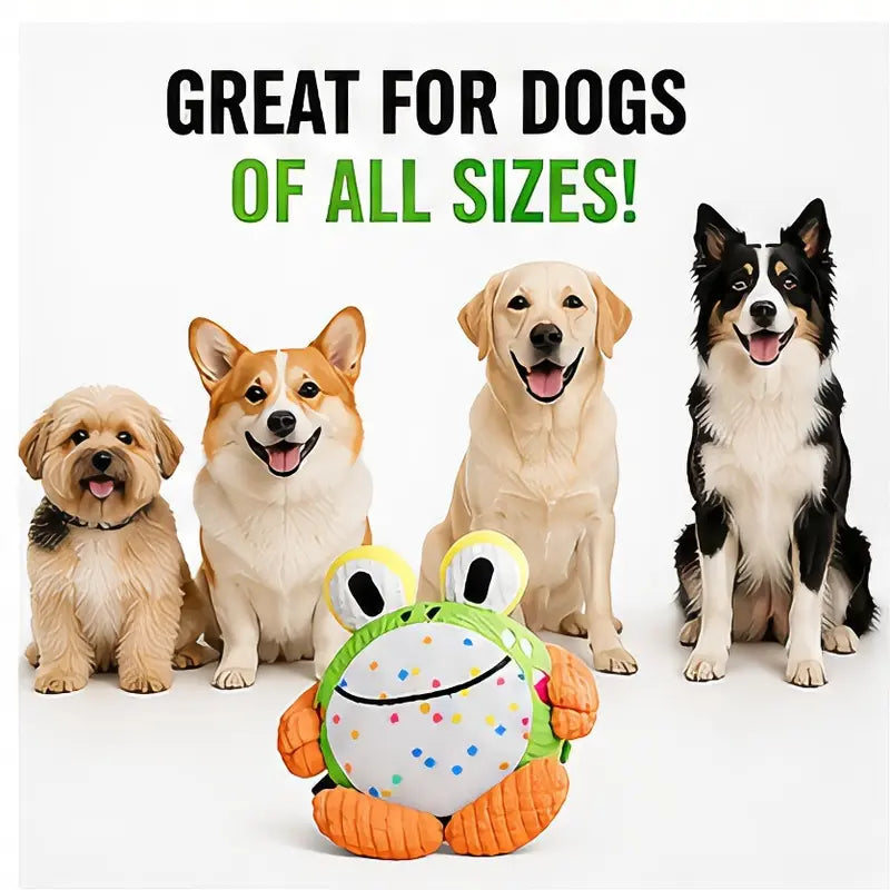 Hoppy the Frog – Crawling Squeaky Plush Dog Toy