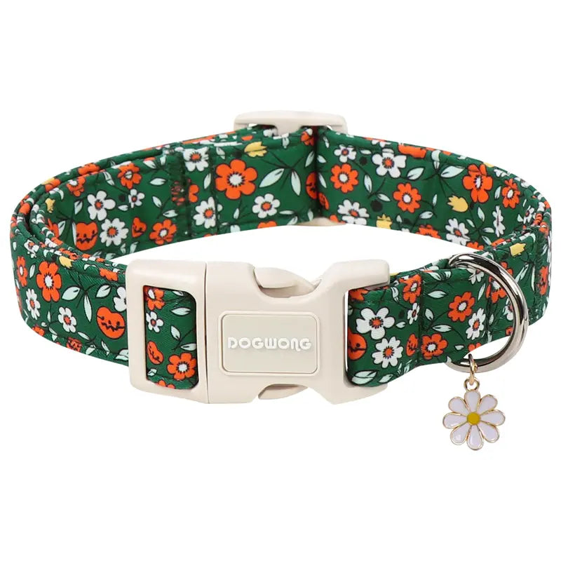 Adjustable Brown Checked Dog Collar - Soft Autumn Plaid Design for Small, Medium, and Large Breeds