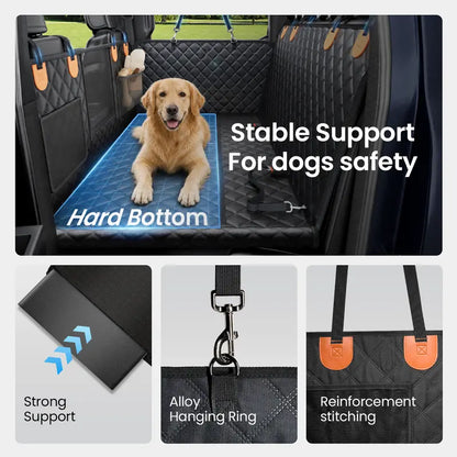 Premium Dog Car Seat Cover Set for Large Breeds - Enhanced Comfort with 45% Extra Space, 450Lbs Anti-Collapse Honeycomb Base, Heavy-Duty Hardboard, Waterproof Fabric, and Mesh Windows - Compatible with L-SUVs and Small Trucks