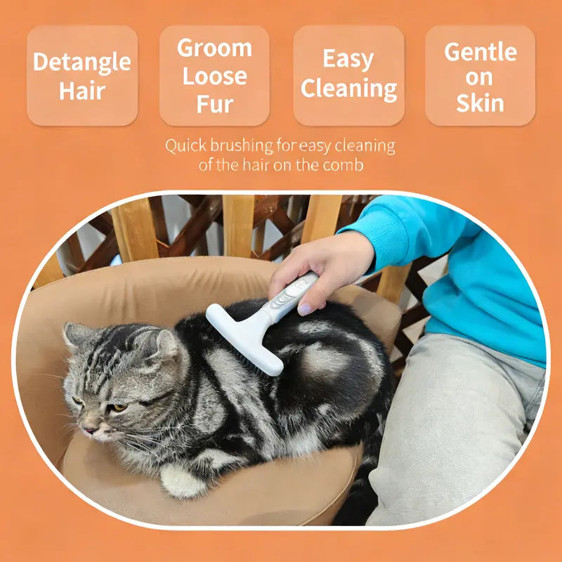 Professional Pet Deshedding Slicker Brush with Ergonomic Handle - Stainless Steel Grooming Tool for Dogs and Cats, Effortlessly Detangles Fur and Removes Loose Strands, Gentle Care for All Coat Lengths with Moisturizing and Deodorizing Features