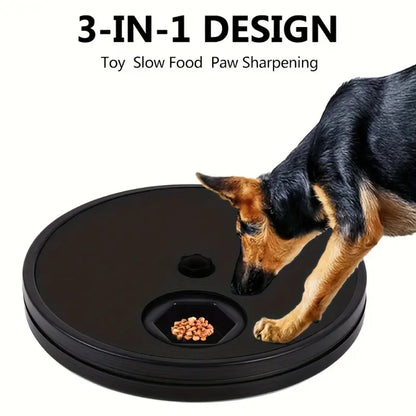 3-in-1 Multifunctional Dog Food Dispenser Plate with Nail Scratch Pad and Interactive Training Features