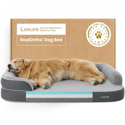Lesure Realortho Orthopedic Dog Bed for Large and Senior Dogs - Triple-Layer Memory Foam Support with Waterproof, Washable Cover for Optimal Joint Protection and Comfort