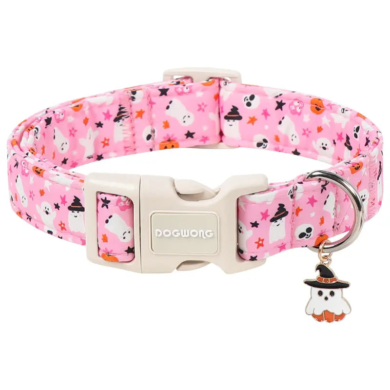 Adjustable Brown Checked Dog Collar - Soft Autumn Plaid Design for Small, Medium, and Large Breeds