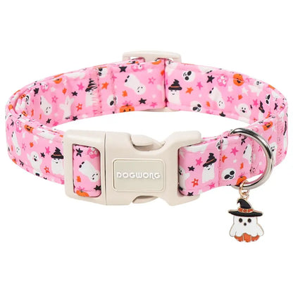 Adjustable Brown Checked Dog Collar - Soft Autumn Plaid Design for Small, Medium, and Large Breeds