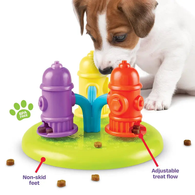 Brightkins Spinning Hydrants Treat Puzzle – Interactive Dog Puzzle Toy & Slow Feeder
