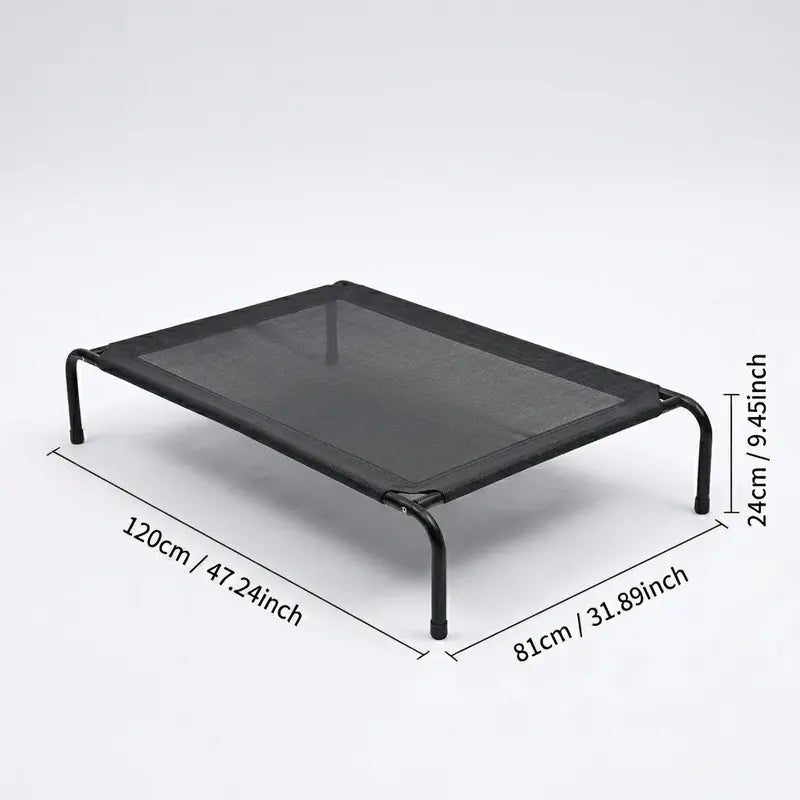 Petitrinu Classic Elevated Dog Bed with Metal Frame - Breathable Cooling Textilene Mesh Fabric for Joint Relief, Available in Two Sizes for Medium to Large Dogs