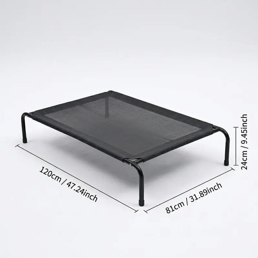 Petitrinu Classic Elevated Dog Bed with Metal Frame - Breathable Cooling Textilene Mesh Fabric for Joint Relief, Available in Two Sizes for Medium to Large Dogs