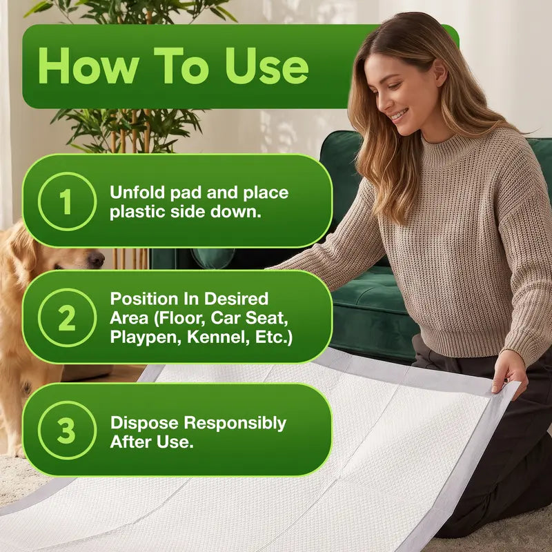 Bambeau Eco-Friendly Premium Bamboo Dog Training Pads 3XL (37x54 Inch) - 25 Count, Extra Large, Unbleached, Chlorine-Free, Leak-Proof with Natural Odor Control