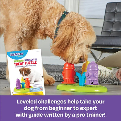 Brightkins Spinning Hydrants Treat Puzzle – Interactive Dog Puzzle Toy & Slow Feeder