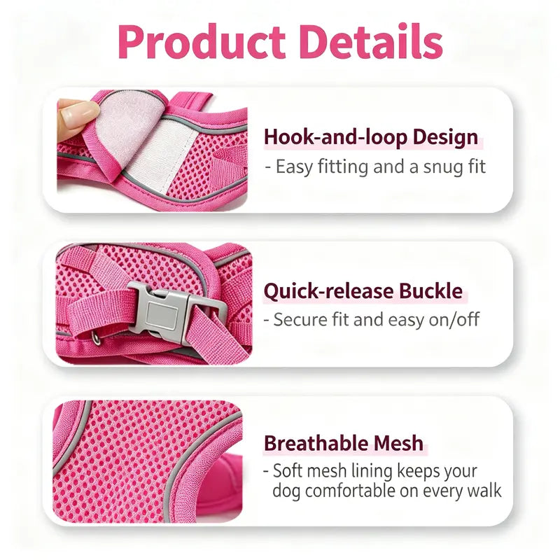 AUROTH Adjustable Step-In Harness and Leash Set for Cats and Small Puppies - Breathable Mesh, Lightweight Design, Padded for Comfort, Reflective Bands for Enhanced Safety