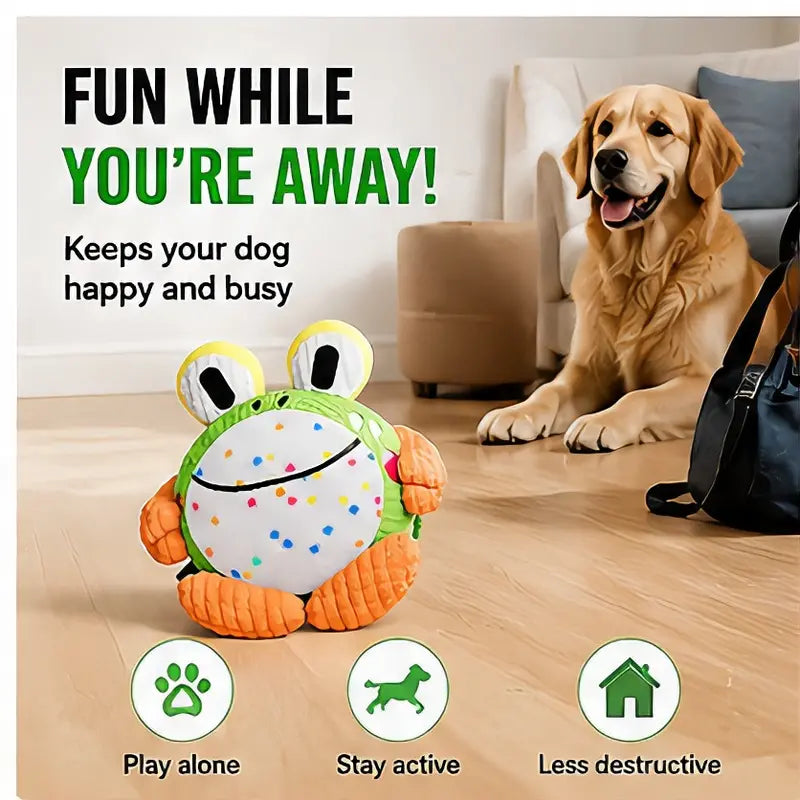 Hoppy the Frog – Crawling Squeaky Plush Dog Toy
