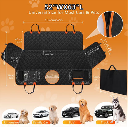 Back Seat Den – Hard-Bottom Dog Car Seat Cover & Back Seat Extender, Waterproof