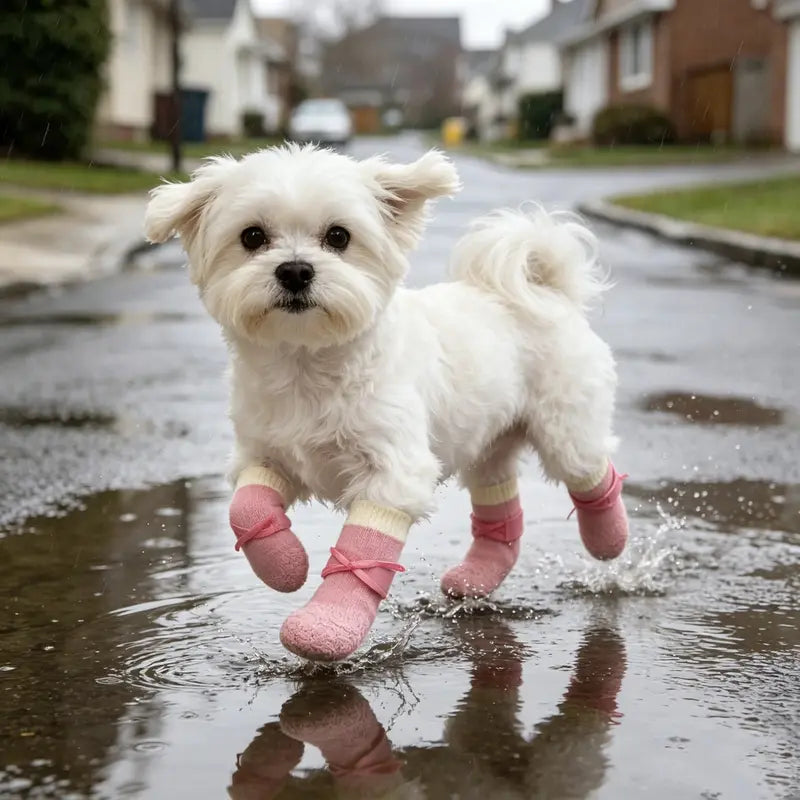 Waterproof Pet Boots for Paw Protection - Non-Slip Rain Socks for Small to Medium Dogs, Ideal for Snow Walking and Vet Visits, Easy to Wear, Washable and Reusable