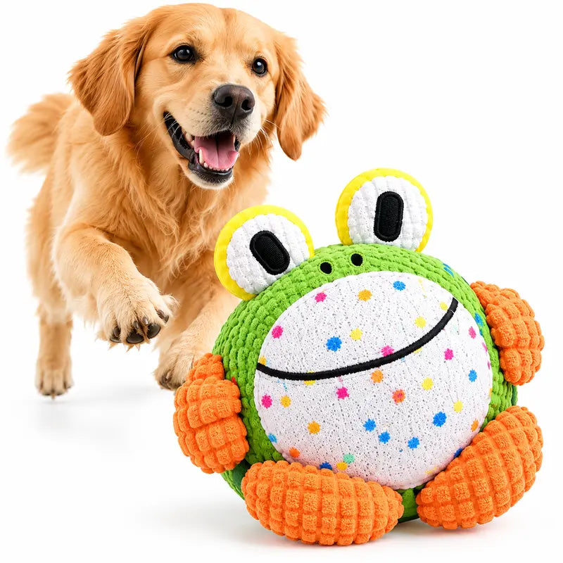 Hoppy the Frog – Crawling Squeaky Plush Dog Toy