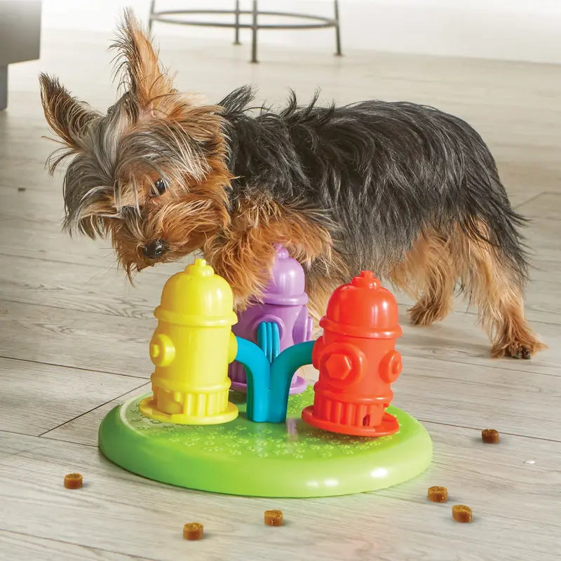 Brightkins Spinning Hydrants Treat Puzzle – Interactive Dog Puzzle Toy & Slow Feeder