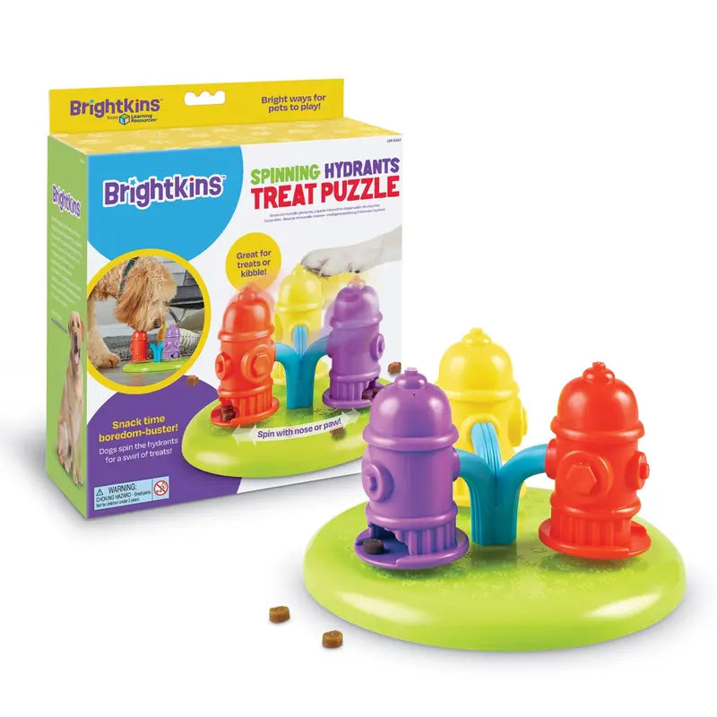 Brightkins Spinning Hydrants Treat Puzzle – Interactive Dog Puzzle Toy & Slow Feeder