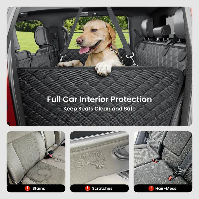 Premium Dog Car Seat Cover Set for Large Breeds - Enhanced Comfort with 45% Extra Space, 450Lbs Anti-Collapse Honeycomb Base, Heavy-Duty Hardboard, Waterproof Fabric, and Mesh Windows - Compatible with L-SUVs and Small Trucks