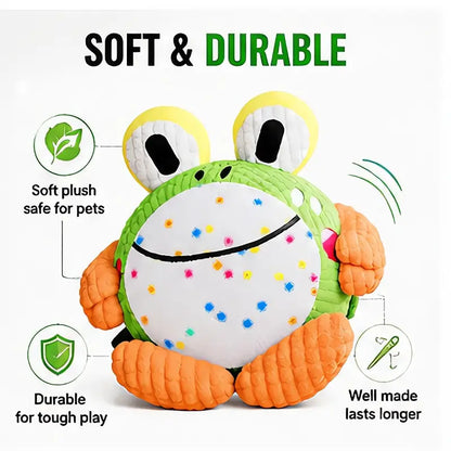 Hoppy the Frog – Crawling Squeaky Plush Dog Toy