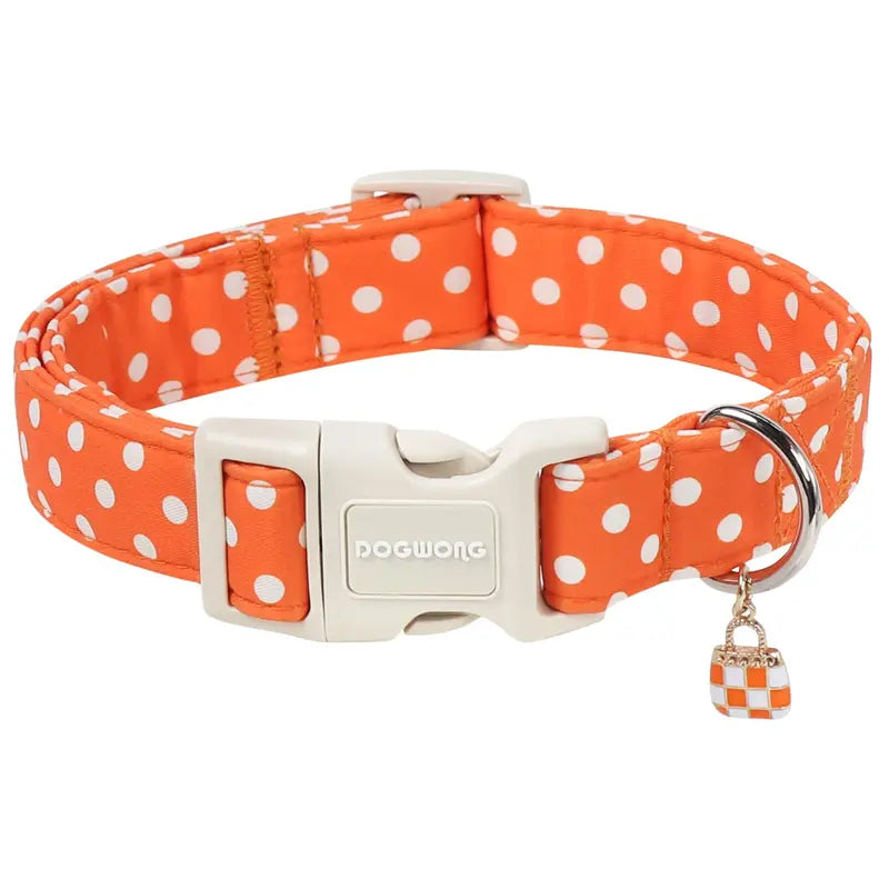 Adjustable Brown Checked Dog Collar - Soft Autumn Plaid Design for Small, Medium, and Large Breeds