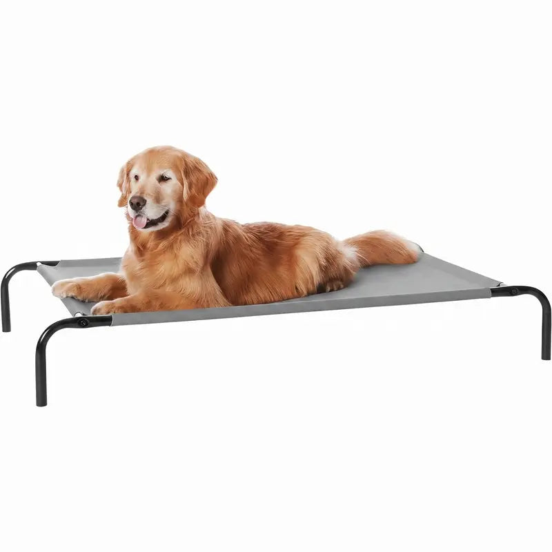 Petitrinu Classic Elevated Dog Bed with Metal Frame - Breathable Cooling Textilene Mesh Fabric for Joint Relief, Available in Two Sizes for Medium to Large Dogs