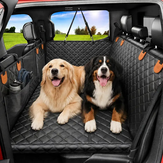 Premium Dog Car Seat Cover Set for Large Breeds - Enhanced Comfort with 45% Extra Space, 450Lbs Anti-Collapse Honeycomb Base, Heavy-Duty Hardboard, Waterproof Fabric, and Mesh Windows - Compatible with L-SUVs and Small Trucks