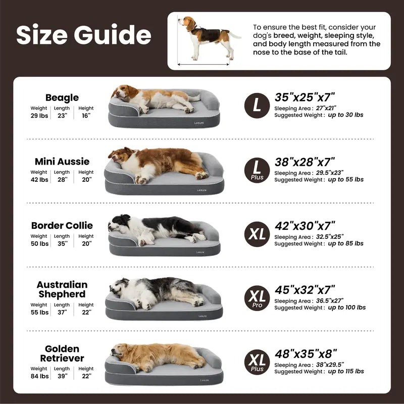 Lesure Realortho Orthopedic Dog Bed for Large and Senior Dogs - Triple-Layer Memory Foam Support with Waterproof, Washable Cover for Optimal Joint Protection and Comfort