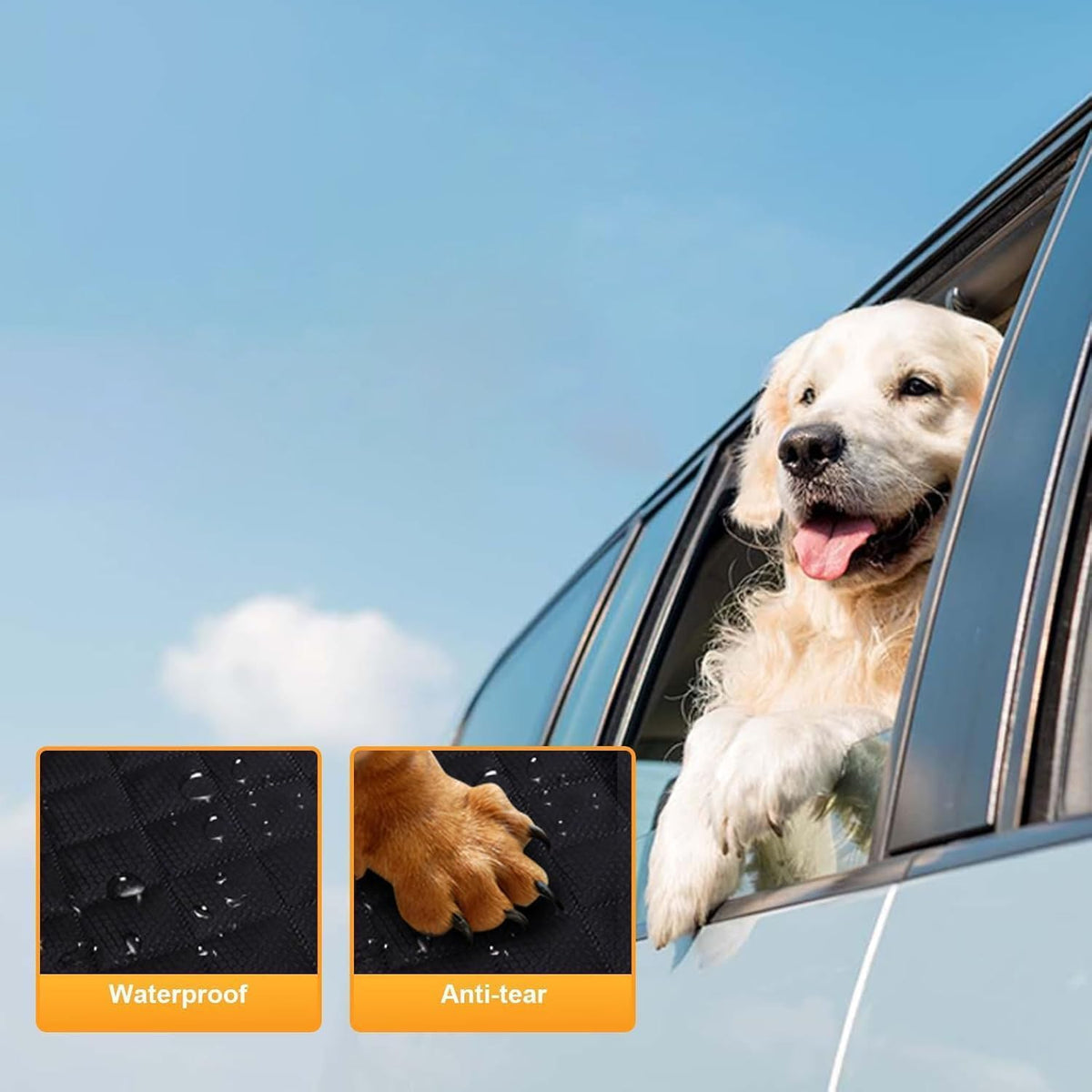 Back Seat Den – Hard-Bottom Dog Car Seat Cover & Back Seat Extender, Waterproof