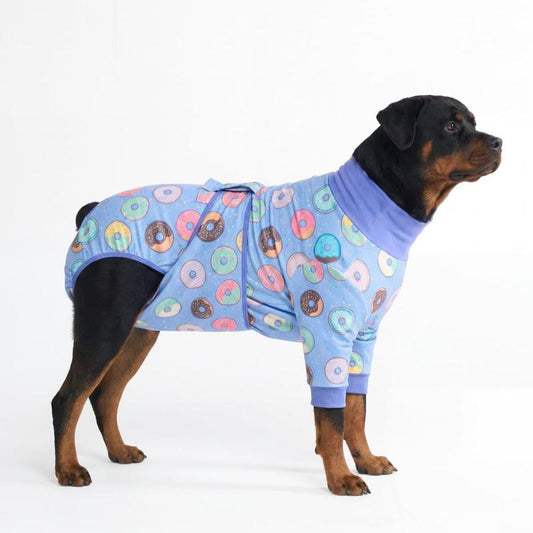 Spark Paws Dog Recovery Suit – Post-Surgery Recovery Onesie for Dogs, Anti-Lick Design, Abdominal Wound Protector, Soft Alternative to Cone for Spay/Neuter Recovery - Donuts - Size S