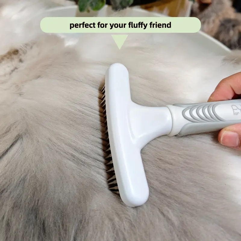 Professional Pet Deshedding Slicker Brush with Ergonomic Handle - Stainless Steel Grooming Tool for Dogs and Cats, Effortlessly Detangles Fur and Removes Loose Strands, Gentle Care for All Coat Lengths with Moisturizing and Deodorizing Features